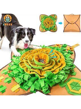 New Snuffle Mat Pet Dog Feeding Mat, 28''x28'' Interactive Dog Puzzle Toys